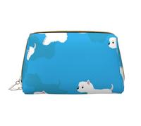 Trousse de Toilette, Trousse de Maquillage, Trousse de Toilette de Voyage Portable avec Fermeture éclair,Chiens Westie Qui courent