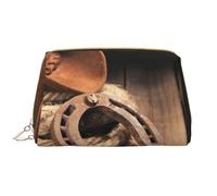 Trousse de Toilette, Trousse de Maquillage, Trousse de Toilette de Voyage Portable avec Fermeture éclair,Chapeau de Cowboy Wild American West Cool
