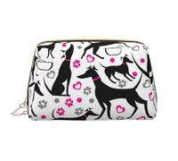 Trousse de Toilette, Trousse de Maquillage, Trousse de Toilette de Voyage Portable avec Fermeture éclair,Lévriers et cœur de Patte