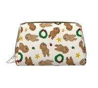 Trousse de Toilette, Trousse de Maquillage, Trousse de Toilette de Voyage Portable avec Fermeture éclair,Petit Basset Fauve De Bretagne Noël