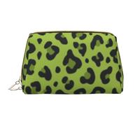Trousse de Toilette, Trousse de Maquillage, Trousse de Toilette de Voyage Portable avec Fermeture éclair,Imprimé léopard Vert Citron
