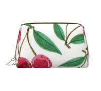 Trousse de Toilette, Trousse de Maquillage, Trousse de Toilette de Voyage Portable avec Fermeture éclair,Motif Cerise Rouge