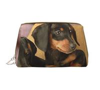 Trousse de Toilette, Trousse de Maquillage, Trousse de Toilette de Voyage Portable avec Fermeture éclair,Imprimé Mignon de Deux teckels