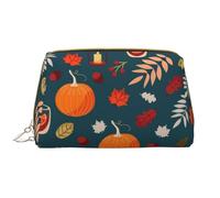 Trousse de Toilette, Trousse de Maquillage, Trousse de Toilette de Voyage Portable avec Fermeture éclair,Joyeux Thanksgiving Citrouille