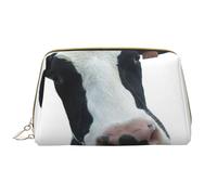 Trousse de Toilette, Trousse de Maquillage, Trousse de Toilette de Voyage Portable avec Fermeture éclair,Tête de Vache drôle d'animal Noir et Blanc
