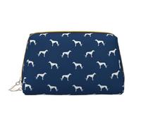 Trousse de Toilette, Trousse de Maquillage, Trousse de Toilette de Voyage Portable avec Fermeture éclair,Silhouette de Chien lévrier Bleu Marine