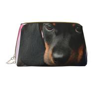Trousse de Toilette, Trousse de Maquillage, Trousse de Toilette de Voyage Portable avec Fermeture éclair,Chiot Teckel Animal de Compagnie canin