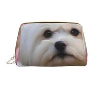Trousse de Toilette, Trousse de Maquillage, Trousse de Toilette de Voyage Portable avec Fermeture éclair,Joli imprimé de Chien Maltais