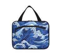 Trousse de toilette Ukiyo-e à suspendre de style japonais avec crochet, motif vague bleue, trousse de maquillage pour voyage, vacances, Porta Cosmeticos Mujer para, Ukiyo-e Blue Wave de style japonais