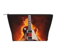 Trousse de toilette unique avec imprimé animal 3D pour femme - Trapézoïdale - Trousse de toilette avec fermeture éclair - Organiseur d'accessoires, Rock Guitar in Burning, Taille unique, Trousse de