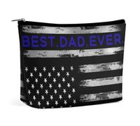 Trousse de Toilette Vintage Best Dad Ever avec Drapeau américain, Trousse de Maquillage Portable de Voyage, Grande capacité, Trousse de Toilette pour Femmes, Sacs de Rangement-3