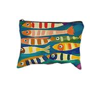 Trousse de toilette vintage en toile, simple et grande capacité pour femme, motif sardines et huile d'olive, trousse de toilette de voyage, A4, 1.0*1.0*1.0