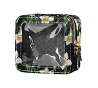 Trousse de toilette vintage Narcisse noire transparente en cuir pour voyage, Vintage Narcisse Noir, 1 size