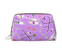 Trousse de toilette violette à motif infirmière, organisateur de maquillage pour pinceaux de maquillage, rouges à lèvres, doré, Taille unique, Trousse de toilette