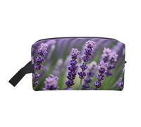 Trousse de toilette violette avec imprimé floral lavande pour femme, trousse de toilette de voyage, grande capacité pour homme, blanc, Taille unique