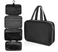 Trousse de Toilette Voyage Pliable et étanche, 1 pièce, séparation sèche Humide, Sac Rangement for cosmétiques, à Grande capacité pour Voyage(Black)