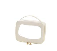 Trousse de Toilette Voyage Sac à Main Minimaliste de Couleur Unie avec fenêtre Transparente - Trousse de Toilette légère à Fermeture éclair for Le Voyage(White)