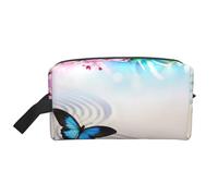 Trousse de toilette Zen Design Papillons Imprimée pour Homme, Trousse de Cosmétique Spacieuse Capacité Voyage Trousse de Toilette pour Femme, blanc, Taille unique