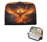 Trousse de transport de grande capacité pour maquillage - Robuste - Pour femme - Indispensable pour l'école - Oiseau de feu - Phénix rouge