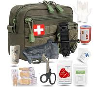 Trousse de Traumatologie IFAK avec Garrot, Bandage Israélien de 4 pouces, Bandes Élastiques, Kit de Premiers Secours Tactique de 54 Pièces pour Voiture, Camping, Randonnée et Voyage(Green)