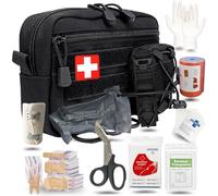 Trousse de Traumatologie IFAK avec Garrot, Bandage Israélien de 4 pouces, Bandes Élastiques, Kit de Premiers Secours Tactique de 54 Pièces pour Voiture, Camping, Randonnée et Voyage(Black)