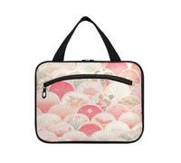 Trousse de voyage à suspendre pour articles de toilette avec crochet, trousse de maquillage essentielle de designer pour femme, voyage de voyage maleta para maquillaje, Pêche Saint-Jacques Doré, M