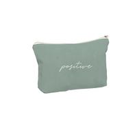 Trousse de voyage avec messages positifs, 22 x 15 x 1 cm, terre cuite, gris, moutarde, Positif, Classique