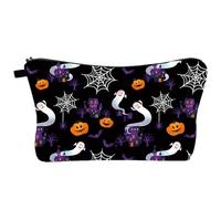 Trousse de voyage de maquillage, trousse de toilette Halloween | Sacs à cosmétiques imprimés à la mode - Sac à main à cosmétiques avec château de citrouille fantôme en toile d'araignée, organisateur d