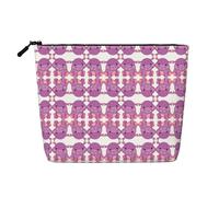Trousse de voyage en faux chanvre avec fermeture éclair Motif hippopotame Violet