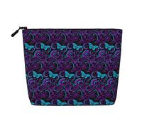 Trousse de voyage en faux chanvre avec fermeture éclair Motif papillon sur une belle fleur