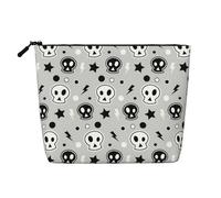 Trousse de voyage en faux chanvre avec fermeture éclair - Motif tête de mort et étoiles