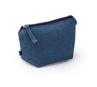 Trousse de voyage en tissu jean recy vec fermeture éclair conçue assortie, bleu, Hippie