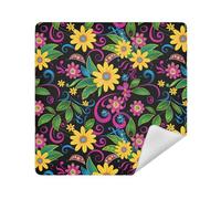Trousse de voyage en tissu magique portable pour maquillage 35 x 35 cm, Marguerite vintage noire, 21.7x21.7in