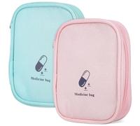 Trousse de Voyage pour Remède 2 Pièces en Tissu Oxford | Compartiments Multiples, Fermeture Éclair, Identification Rapide, Format Portable pour Voiture et Déplacements