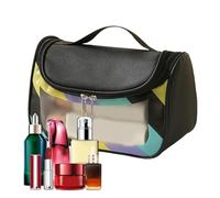 Trousse de voyage pour soins de la peau, trousse de maquillage transparente | Trousse cosmétique transparente | Trousse de maquillage colorée, sac cosmétique de voyage visible, Noir , Consulte la
