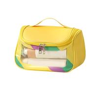 Trousse de voyage pour soins de la peau - Trousse de toilette étanche transparente | Trousse de maquillage de voyage visible pour l'extérieur, la plage d'été, la salle de sport et la douche, jaune