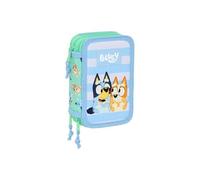 Trousse d'école - - 37 pièces incluses - 12,5x5,5x19,5 cm - Vert d'eau - Polyester recyclé - Fermeture éclair