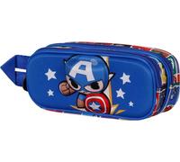 Trousse d'écolier à deux compartiments Marvel Captain America Bleu 22x10x8 cm