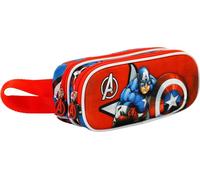 Trousse d'écolier à deux compartiments Marvel Captain America Rouge 22x10x8cm