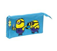 Trousse d'écolier - Minions - Minionstatic - Bleu - 22 x 12 x 3 cm - 3 Compartiments Bleu