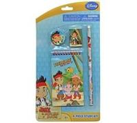 Trousse d'étude de 4 pièces de Disney Jake et les pirates du pays imaginaire, ensemble cadeau d'école de papeterie, fournitures scolaires avec bloc-notes, crayon, taille-crayon G