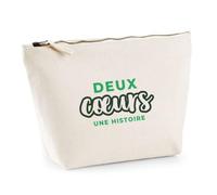 Trousse Deux Cœurs Une Histoire - Pouch Case - Idée Trousse Rangement Cadeau Anniversaire Fête Original Famille Travail Départ Collègue Retraite Noël. - Vert&Vert - 2