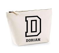 Trousse Dorian Lettre Sport | Pochette Toilette Maquillage | Idée Cadeau Prénom Style Basket Université Anniversaire Oncle Parrain Beau Papa Collègue Départ Retraite Noël
