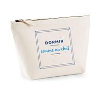 Trousse Dormir comme Un Chat - Pouch Case - Idée Trousse Rangement Cadeau Anniversaire Fête Original Famille Travail Départ Collègue Retraite Noël. - Bleu&Turquoise - 3
