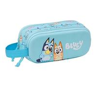 safta Bleu - Trousse Double 3D pour Enfants - Idéale pour l'école - Confortable et Polyvalente - Qualité et résistance - 21 x 6 x 8 cm - Bleu Ciel - Bleu Clair