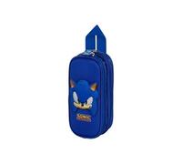 Trousse Double 3D - Sonic Face - Bleu - Taille Unique