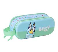 Trousse Double Compartiment 3d Semi-rigide Bluey 21 Cm Bleu / Vert TU