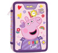 Trousse Double Compartiment Imprimé Tissu Peppa Pig Super Cool Blanc / Rose / Gris TU