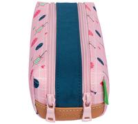 Trousse double compartiment Les Fantaisies Caroline Vert et Rose