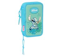 STITCH ALOHA - Trousse scolaire pour enfant, avec 28 outils inclus, idéale pour les enfants de 5 à 14 ans, confortable et polyvalente, qualité et résistance, 12,5 x 4 x 19,5 cm, couleur turquoise,